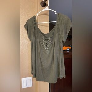 Off the shoulder top- military green